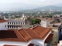 Blick über Santiago vom Dach des Hotels Casa Granda