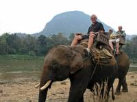Ban Phôk-Noy, ich auf dem Elefanten nach Querung des Nam Khan