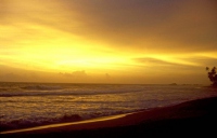 Hikkaduwa, Sunils Beach Hotel, Sonnenuntergang am Strand