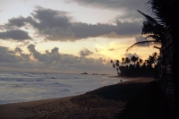 Hikkaduwa, Sonnenuntergang vor dem Sunils Beach Hotel