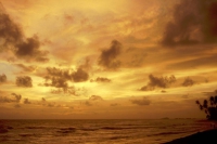Hikkaduwa, Sonnenuntergang vor dem Sunils Beach Hotel