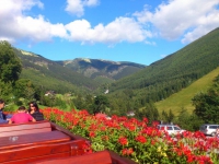 Spindlermühle, Hotel Olympie, Aussicht von der Terrasse